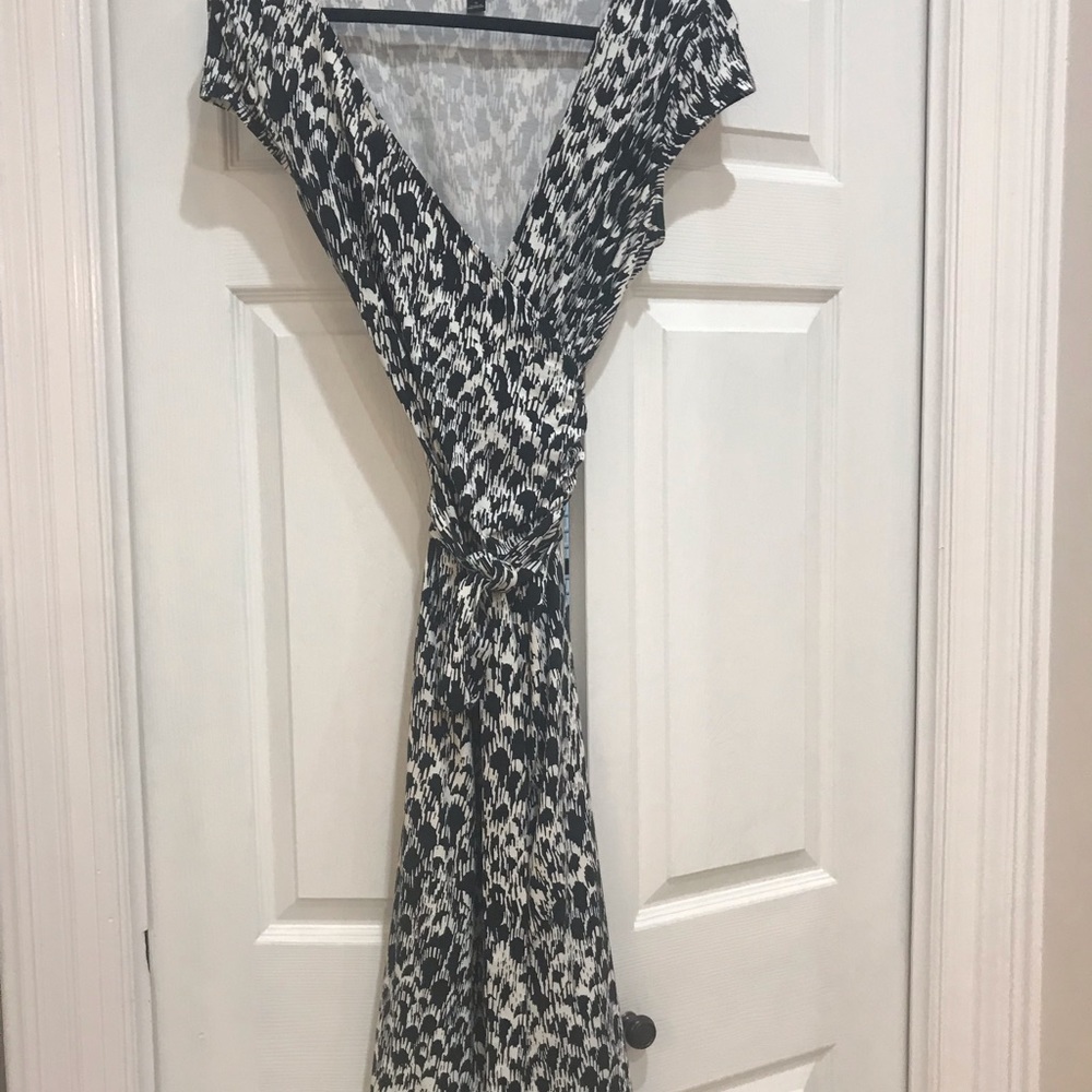 Ann Taylor black and white wrap dress.